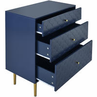 KOMMODE 75/40/89 cm in Marineblau mit 3 Schubladen und Metallbeinen - Dunkelblau, Holz (75/89/40cm) - Flora Grace