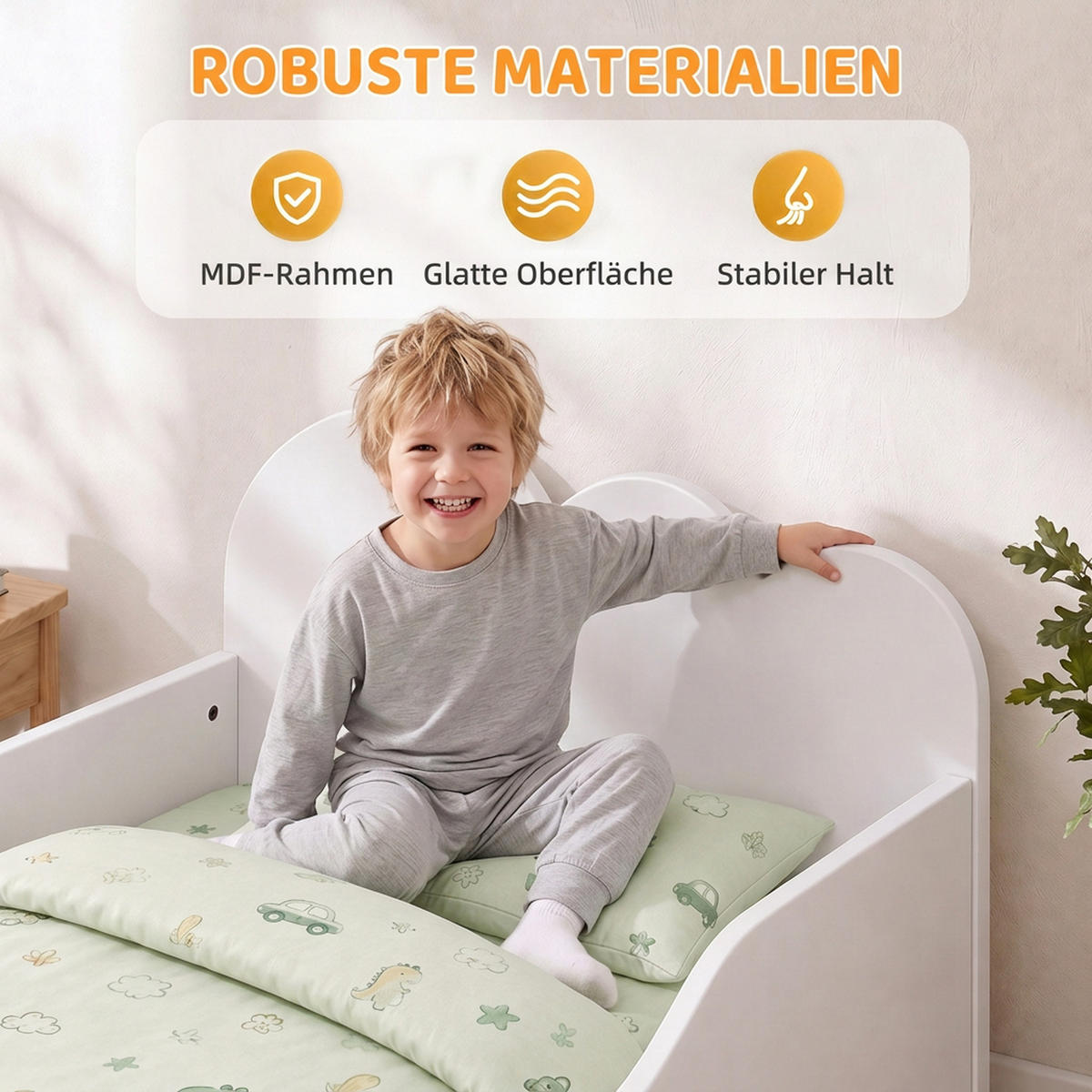 KINDERBETT MDF Weiß - Weiß, Holzwerkstoff (70/140cm) - AIYAPLAY