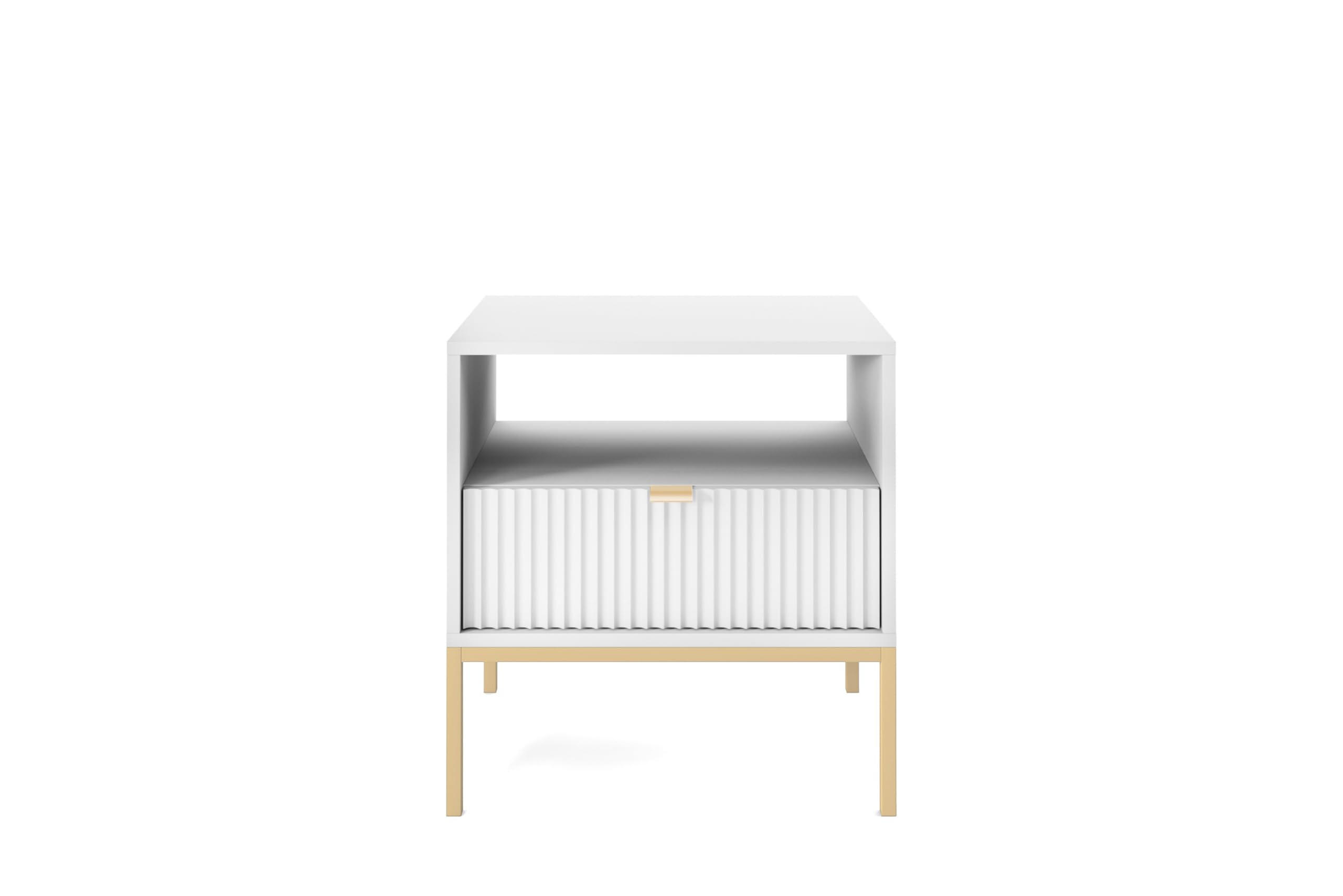NACHTTISCH Font 54x56x39 cm - Modern Nachtschrank zum Schlafzimmer - EIN praktischer Commode aus Spanplatten - Weiß - Weiß, Holzwerkstoff (54/56/39cm) - Chilly