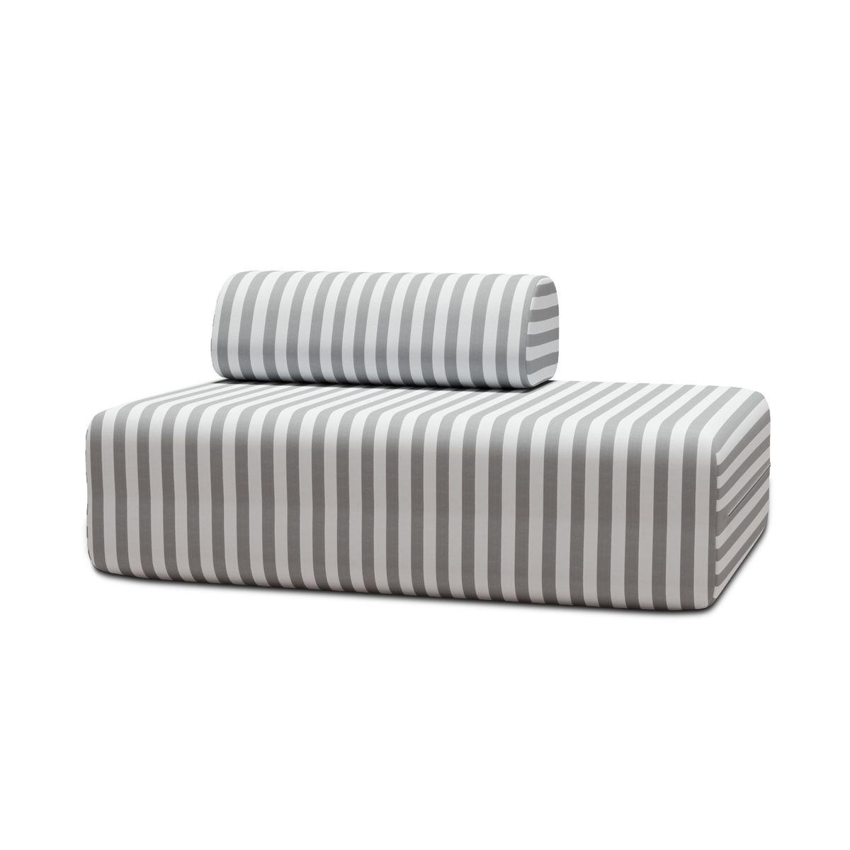 2-SITZER-GARTENSOFA mit Streifen, weiß und grau - Grau, Textil (95/70.5/148cm)