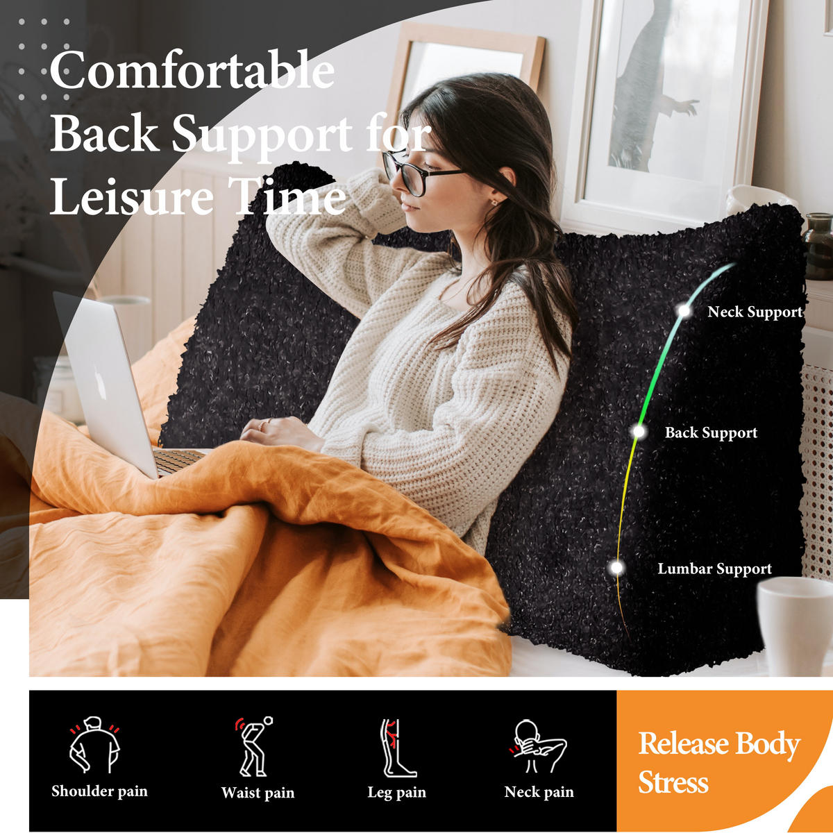 RÜCKENKISSEN Plüsch Schwarz 160 cm - Schwarz, Textil (50/160cm) - Vercart