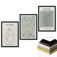 WANDBILDER 3er-Set - 40x60 cm Schwarzer Rahmen - Linien, Pflanzenmuster, Minimalismus - Schwarz, Kunststoff (40/60cm) - ArtPrintCave