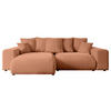 ECKSOFA mit Schlaffunktion und Bettkasten ESKAR-L 256x165x84cm Koralle Velours - Koralle/Schwarz, Holzwerkstoff/Kunststoff (165/256cm) - ALTDECOR