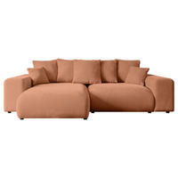 ECKSOFA mit Schlaffunktion und Bettkasten ESKAR-L 256x165x84cm Koralle Velours - Koralle/Schwarz, Holzwerkstoff/Kunststoff (165/256cm) - ALTDECOR