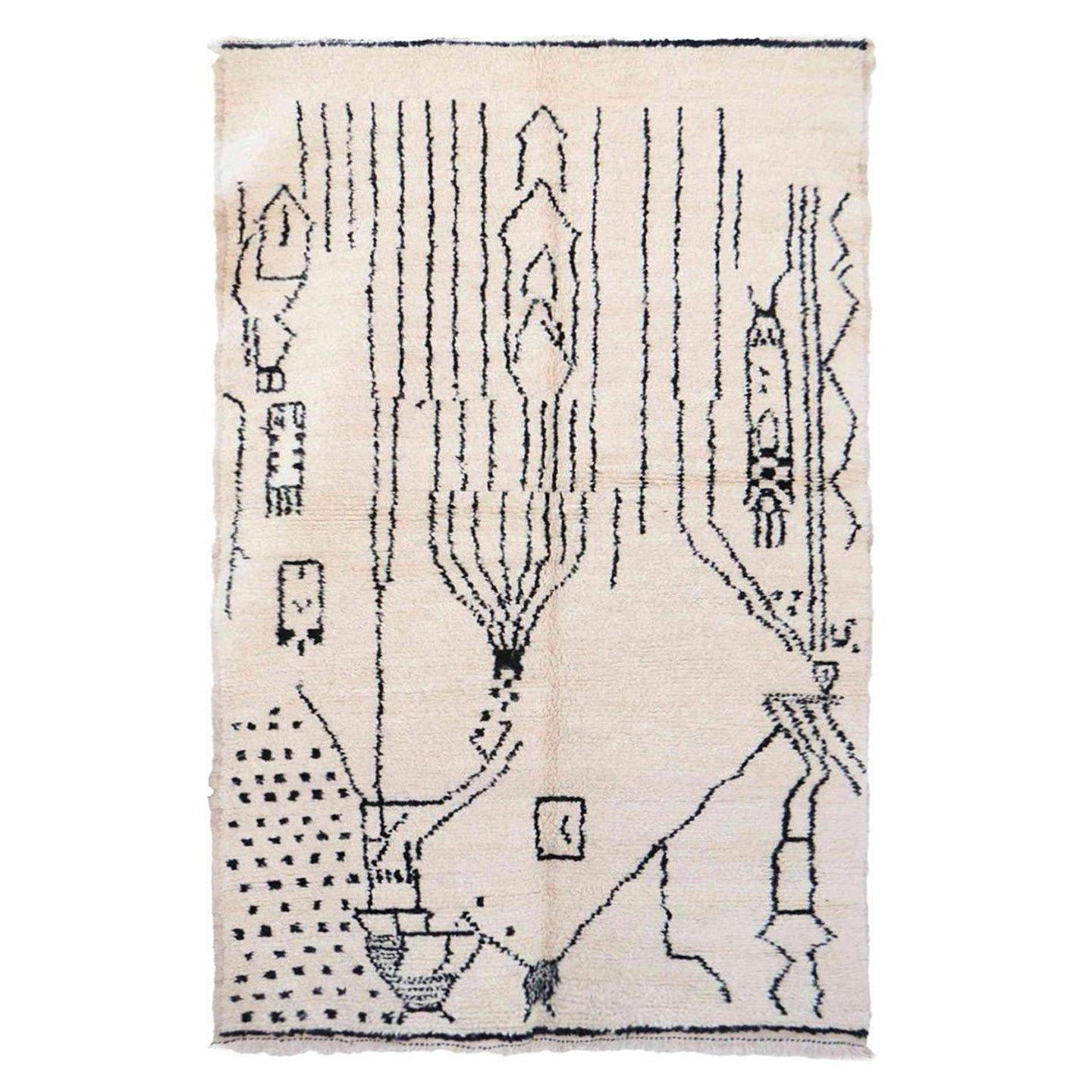 BERBERTEPPICH aus Marokko aus reiner Wolle 140x 200 cm - Beige, Naturmaterialien (140/200cm) - AFK Living