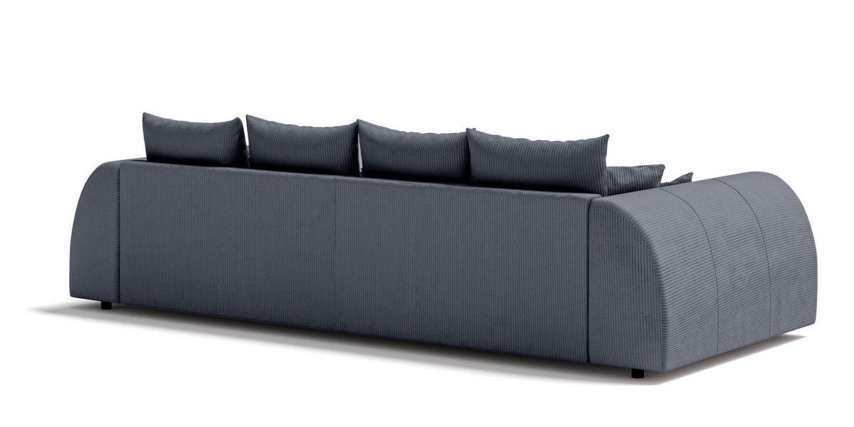 BIGSOFA Levana 5 Sitzer Grau Cord-Stoff - Schwarz/Grau, Holz/Kunststoff (310/86/135cm) - S-Style Möbel