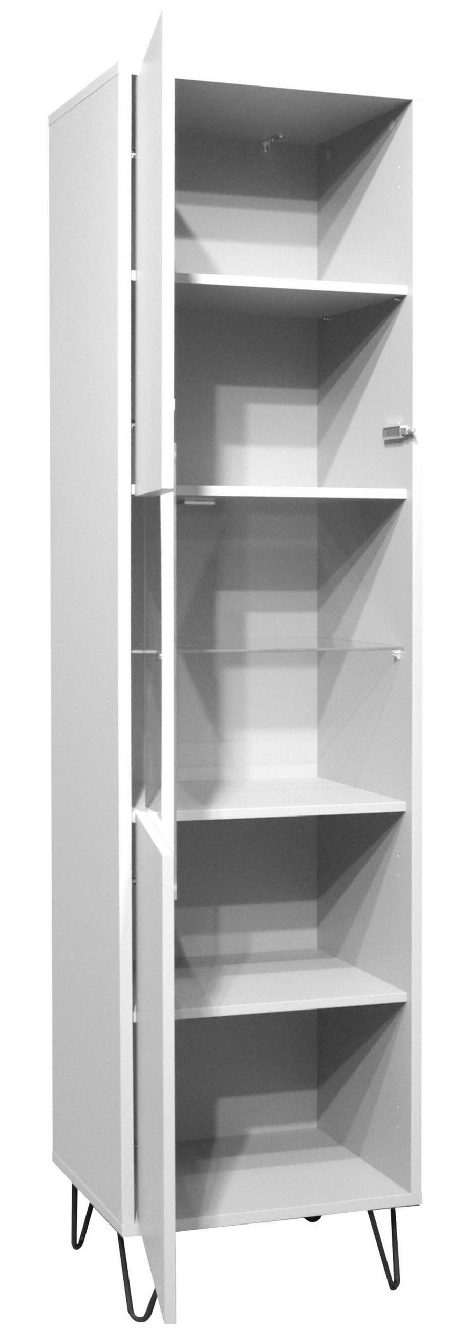 VITRINE Erna 51x45x197 Kreidegrau matt Lack - Hellgrau, Holzwerkstoff (51/197/45cm) - 58aufmkessel