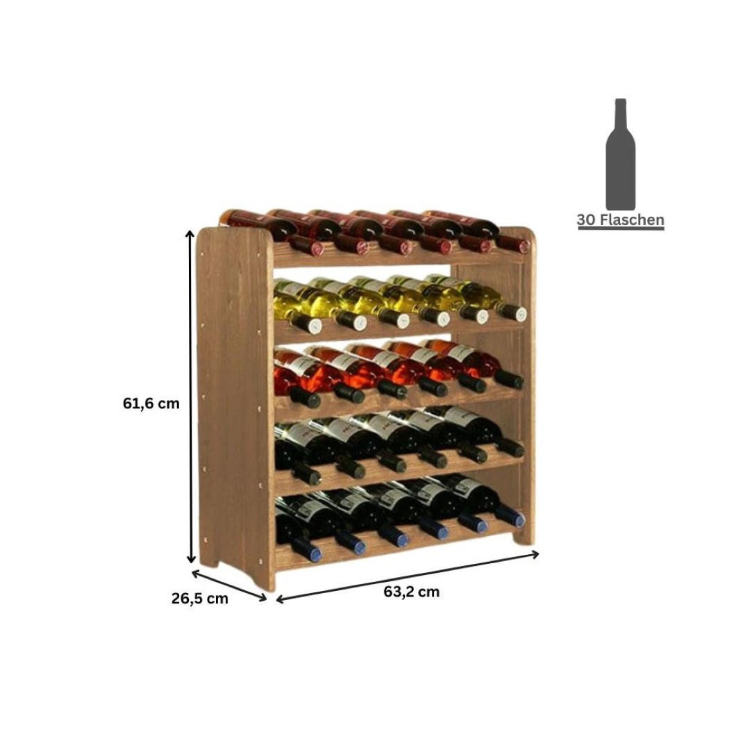 WEINREGAL Pinotwine C 61,6x63,2x26,5 cm 30 Flaschen Massives Kiefernholz Braun Geölt - Braun, Holz (63.2/61.6/26.5cm) - PROREGAL