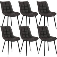 ESSZIMMERSTUHL 6er Set, Sitzfläche aus Kunstleder - Anthrazit/Schwarz, Metall (46.5/85.5/46cm) - Woltu