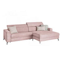 ECKSOFA LAISKA Pink Cord - Pink/Schwarz, Textil/Metall (282/177cm) - KAWOLA