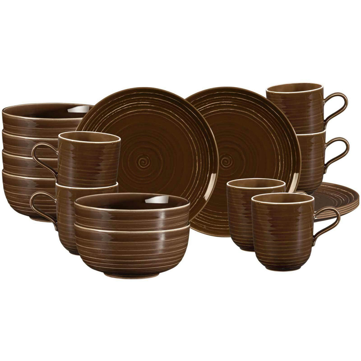 FRÜHSTÜCKS-SET Terra Erdbraun 18er Set - Braun, Keramik (1/1/1cm) - Seltmann Weiden