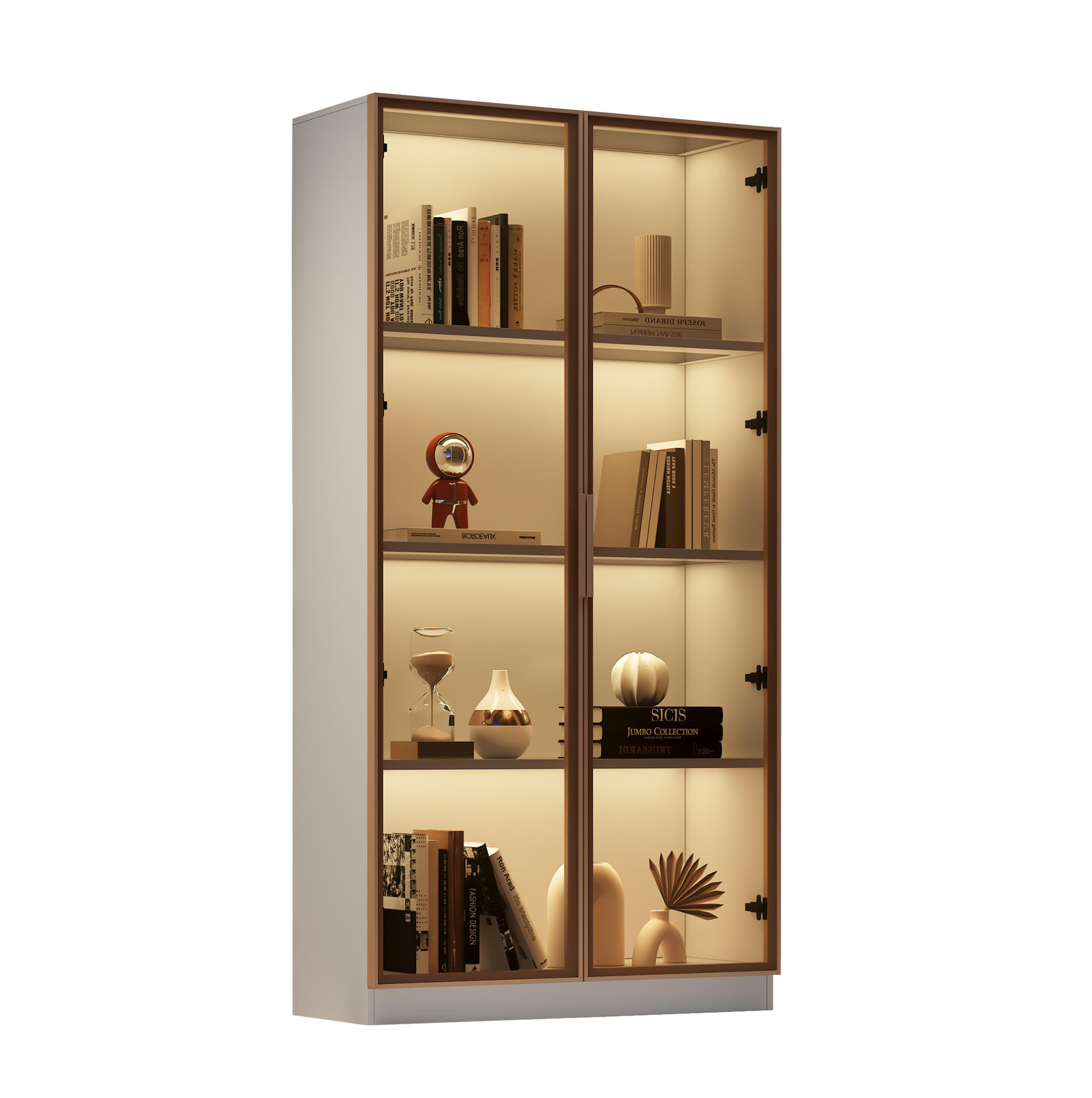 VITRINE 80/40/160 cm Weiß aus Spanplatte mit LED-Beleuchtung - Weiß, Holzwerkstoff (40/160/80cm) - OKMYHOME