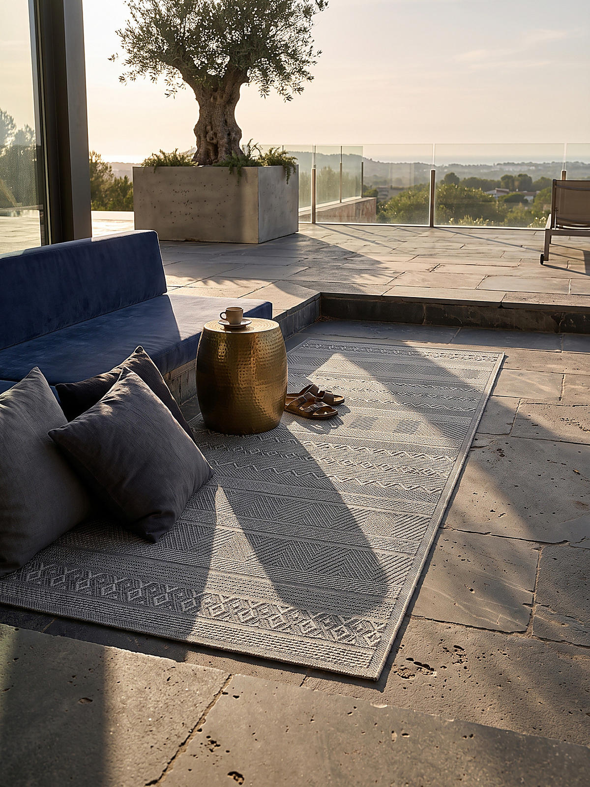 TEPPICH Flachgewebe ESERA Gestreift Polypropylen Grau 80 x 150 cm - Grau, Textil (80/150cm) - KADIMA DESIGN