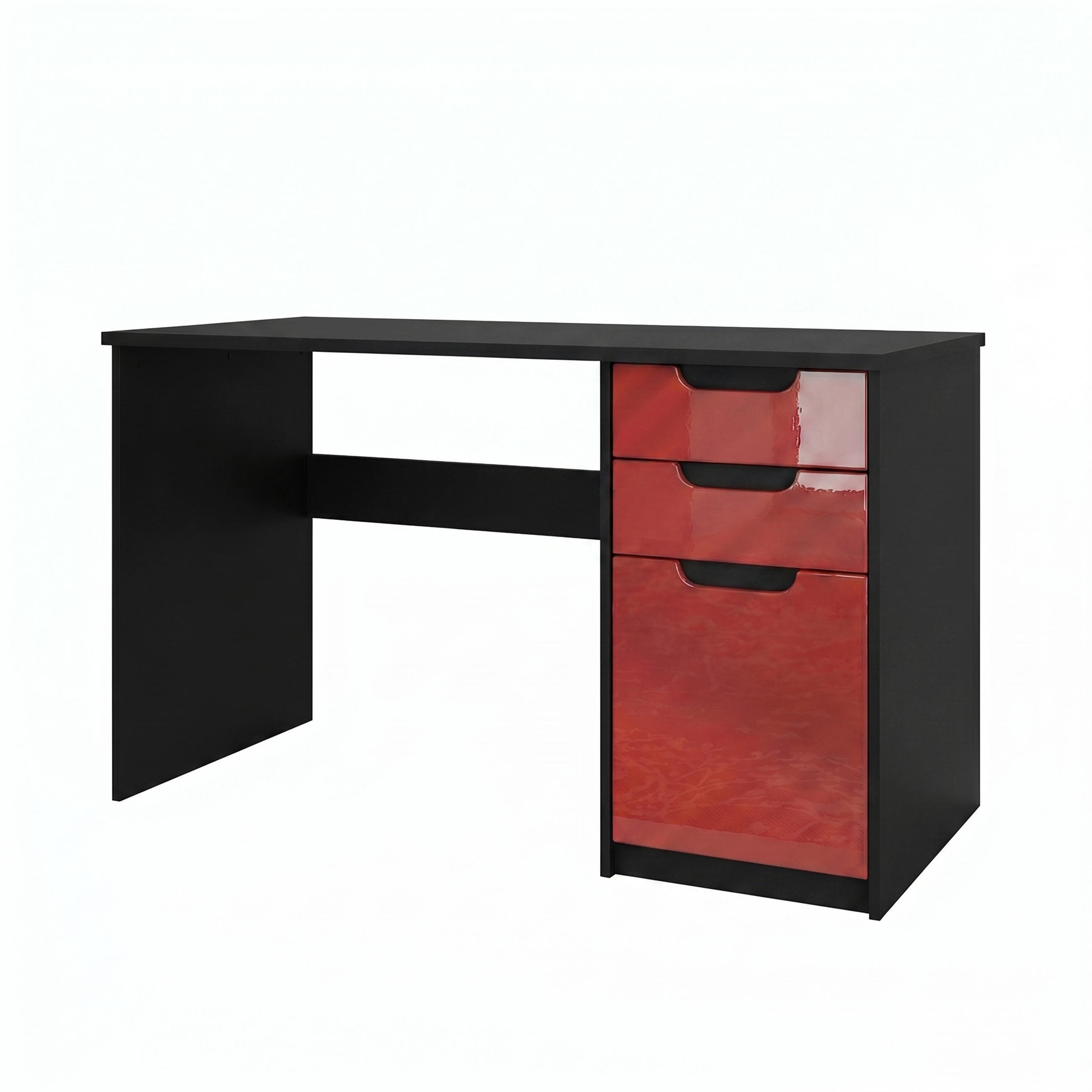 SCHREIBTISCH Logan Fronten in Bordeaux Hochglanz - Bordeaux, Holzwerkstoff (60/129/76cm) - Vladon