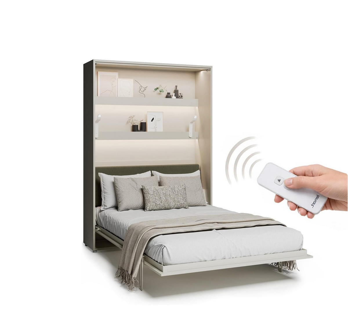 SCHRANKBETT BED CONCEPT BC-36 - Kaschmir/Grün, Holzwerkstoff (140/200cm)