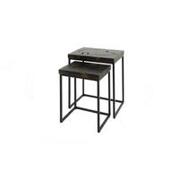 BEISTELLTISCH ESCADO 2ER SET Schwarz Teakholz - Schwarz, Holz/Metall (47/34/56cm) - KAWOLA