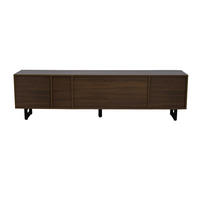 TV-SCHRANK in Schwarz Hochglanz und Natur mit 4 Türen 180/38/50 cm - Schwarz, Holzwerkstoff (180/50/38cm) - Redom