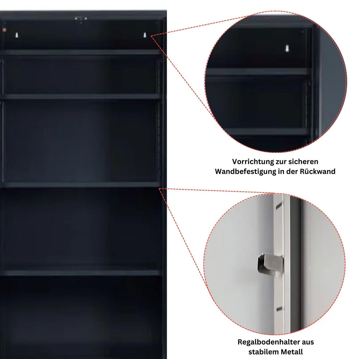 STAHLSCHRANK Bee mit 5 lackierten Fachböden 195x92x42 cm Korpusfarbe Anthrazit Frontfarbe Anthrazit - Anthrazit, Metall (92/195/42cm)
