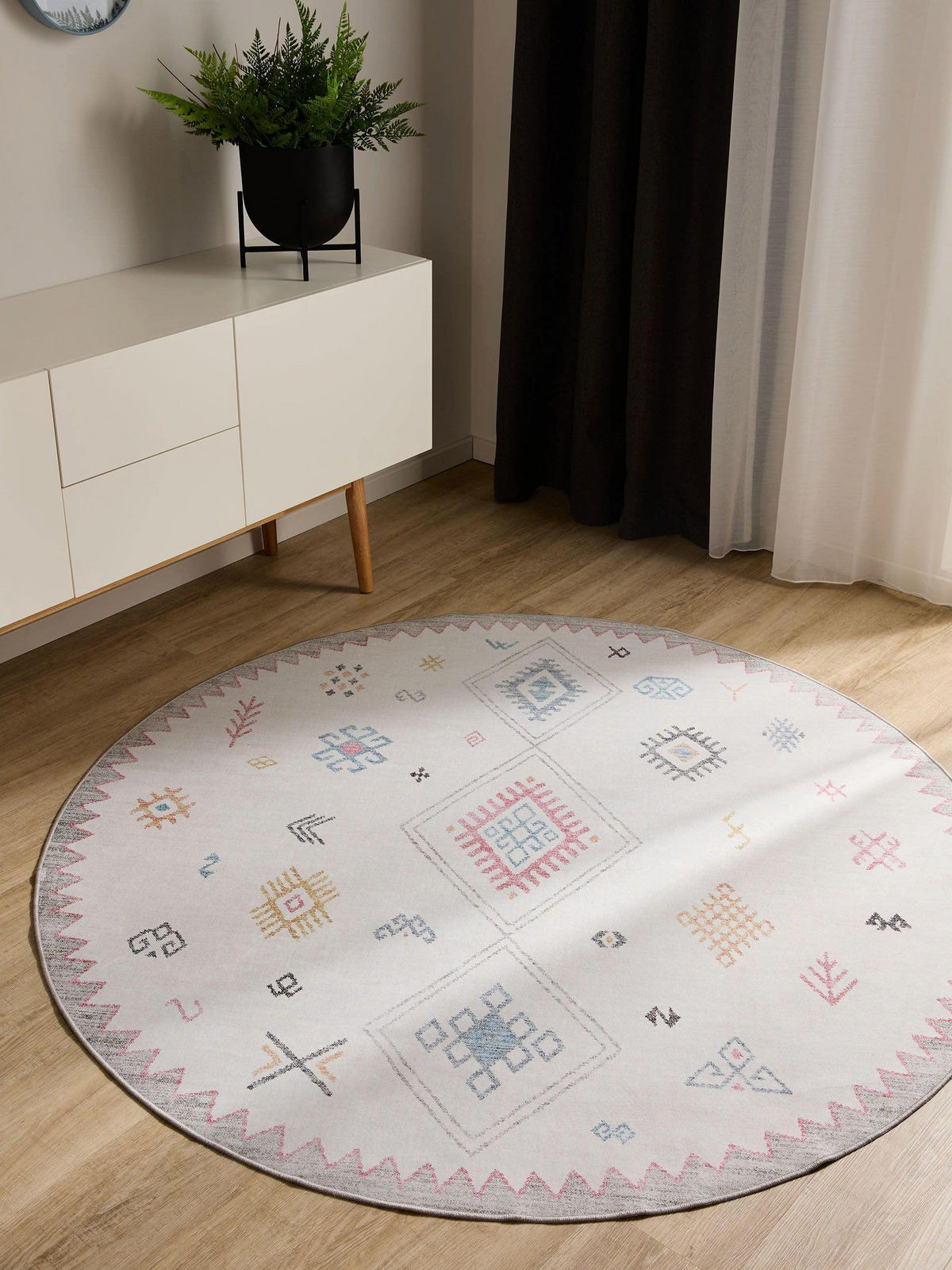 VINTAGE-TEPPICH George waschbar ø 160 cm rund - Multicolor, Kunststoff (160/160cm) - benuta