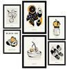 POSTER Set Mit 6 Schwarzer Tintensnack Größe A3 & A4 Schwarzer Rahmen - Schwarz, Papier (29.7/1cm) - Nacnic