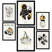 POSTER Set Mit 6 Schwarzer Tintensnack Größe A3 & A4 Schwarzer Rahmen - Schwarz, Papier (29.7/1cm) - Nacnic