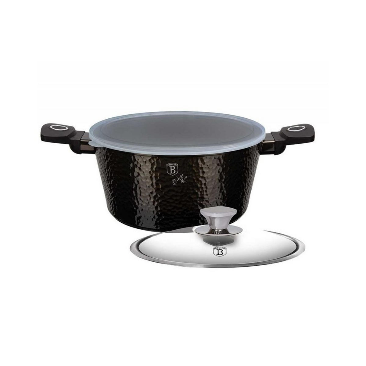 TOPF Schwarz 20/20/10.4 cm BH6571 - Schwarz, Glas (20cm) - Berlinger Haus