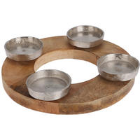 TEELICHTHALTER Mangoholz/Aluminium Ø 27 cm - Braun, Holz (27/4.5cm) - Home Styling Collection