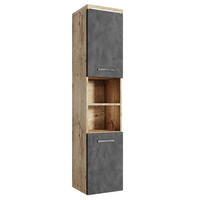 BADEZIMMERSCHRANK Paso mit 2 Türen Kastanien Eiche / Grau - 35 x 35 x 160 cm - Eichefarben/Grau, Holz (35/160/35cm) - Badplaats