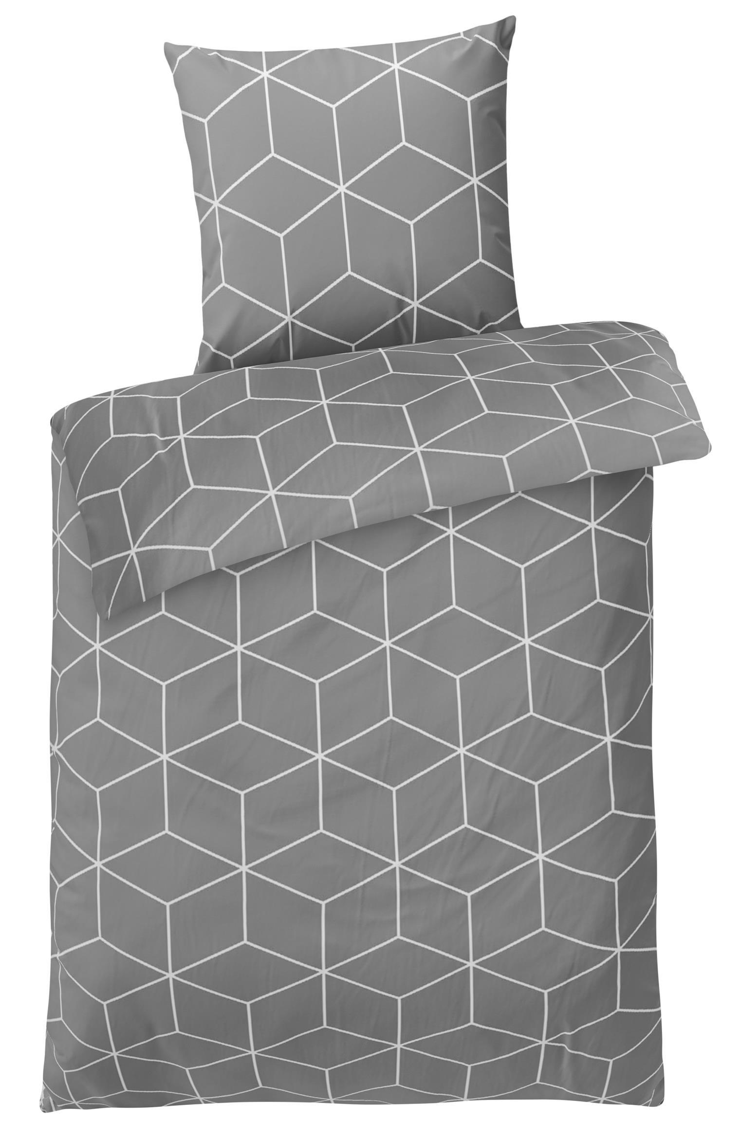 BETTWÄSCHE-RENFORCE 135x200 Grau Muster, Bettbezug aus 100% Baumwolle - Grau, Textil (135/200cm) - Carpe Sonno