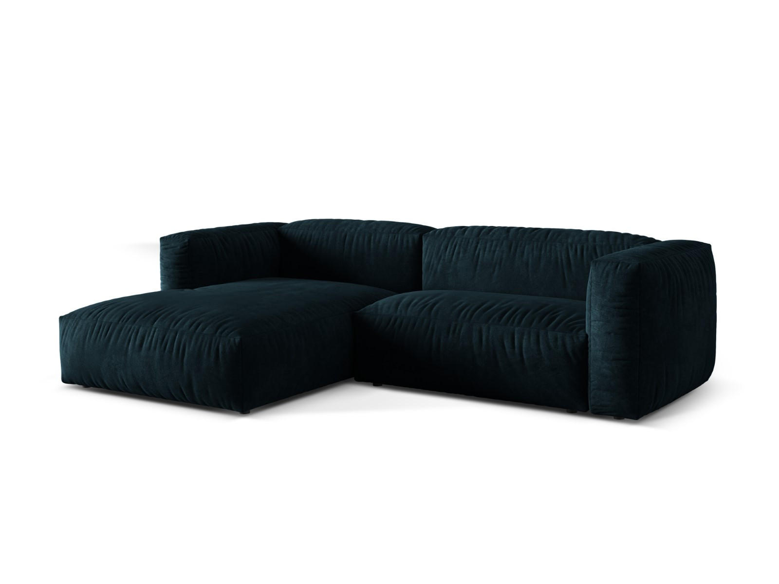 ECKSOFA modular links Martina aus Samt dunkel petrol 2 Sitzplätze - Petrol, Textil (176/283cm) - Micadoni