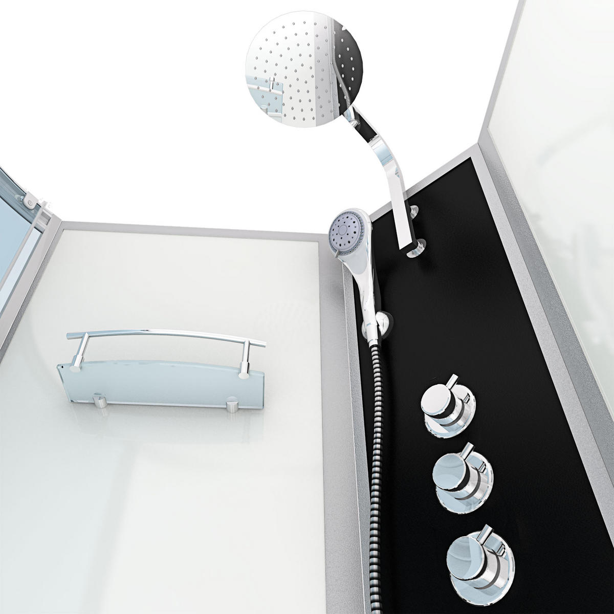 WHIRLPOOL Wanne Duschkabine ws K50-R02-WP-EC 100x1 - Weiß, Glas/Kunststoff (98/225/170cm) - AcquaVapore by Sandra Jentho