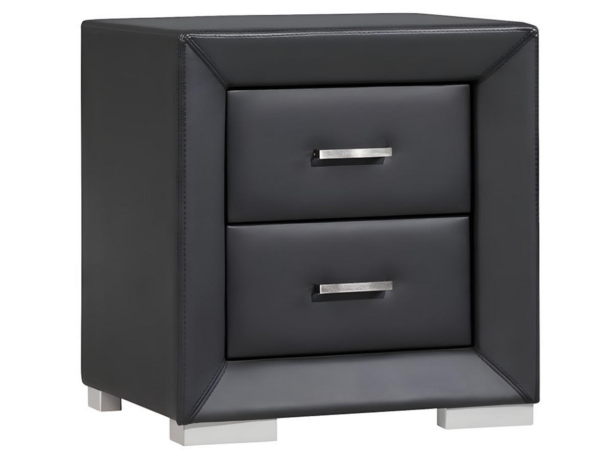 2ER-SET Nachttische mit 2 Schubladen - Kunstleder - Schwarz - CAPITOLE - Schwarz, Leder (43/54.5/51.5cm) - Vente-Unique