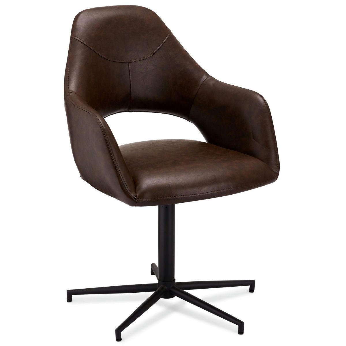 STUHL-SET 2 Stück in Kunstleder - Schwarz/Braun, Textil/Metall (59/89/64cm) - Furnhouse