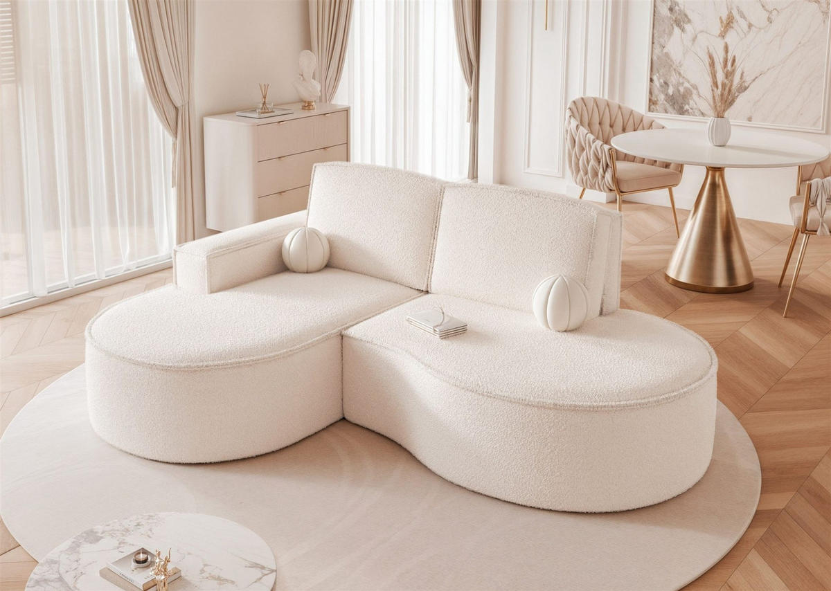 ECKSOFA Arlet In Stoff Abriamo - Creme, Holzwerkstoff/Textil (277/156cm) - Fun Möbel