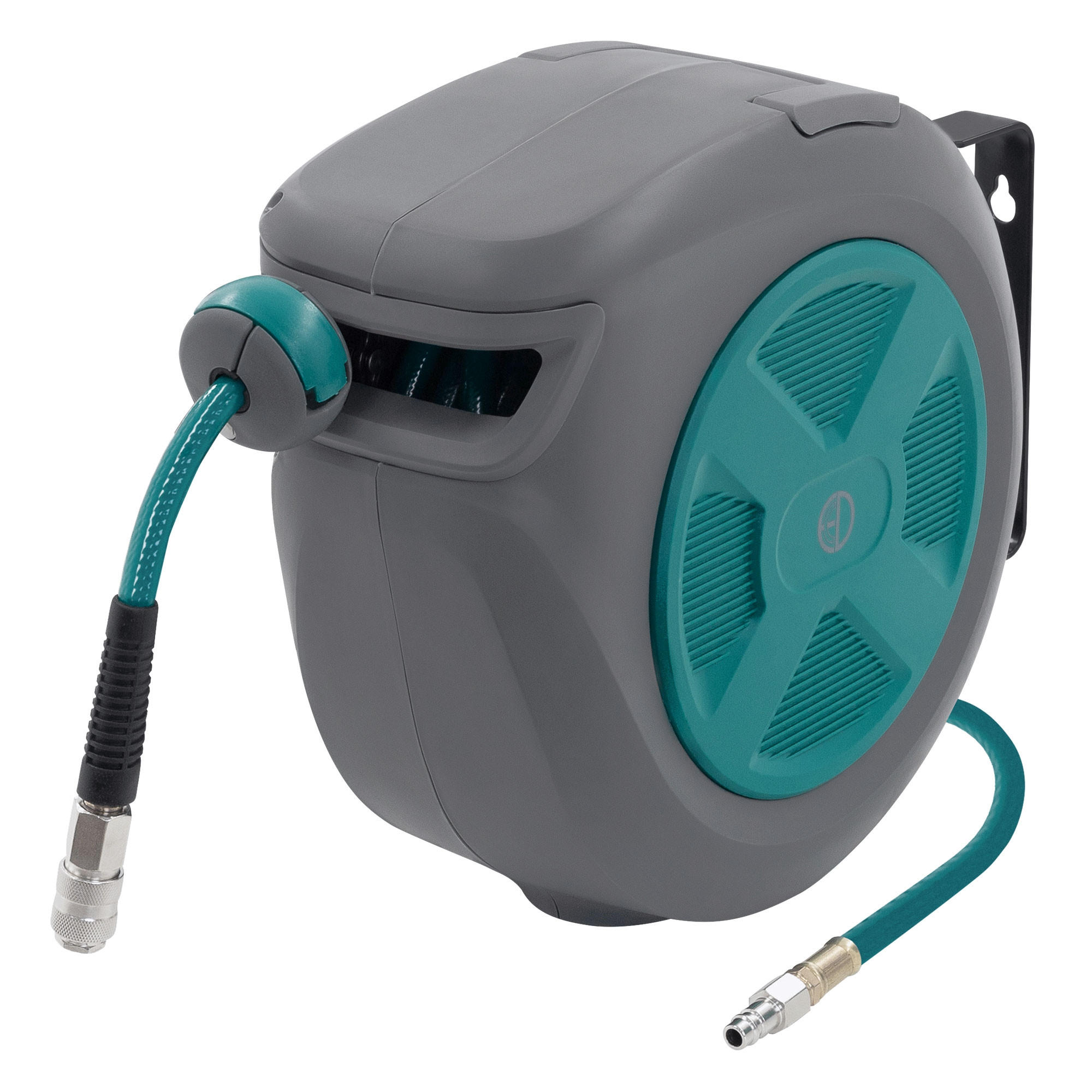 DRUCKLUFTSCHLAUCHTROMMEL 15m+1,5m - Grau, Kunststoff (16.5/32/45cm) - ECD-Germany