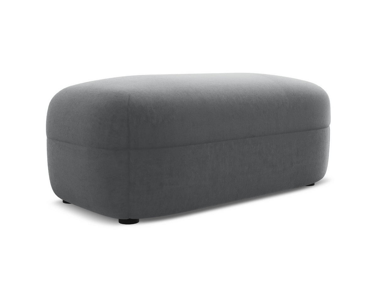 POUF Samt Stoff Grau - Dunkelgrau/Schwarz, Kunststoff/Textil (92/40/48cm) - Makamii