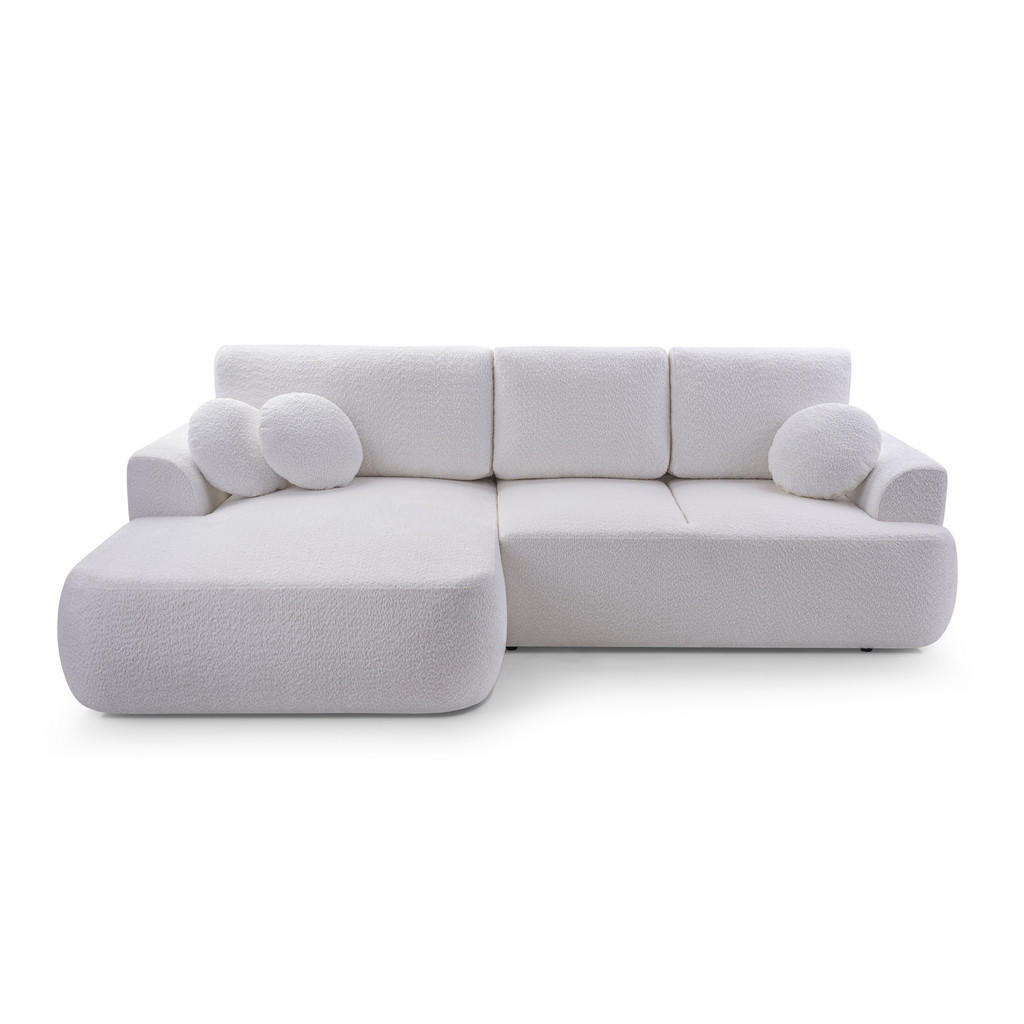 Thumbnail - Luxkor24 Ecksofa, Ecru, Textil, 4-Sitzer, L-Form, Ottomane links,L-Form, 260x168 cm, Wohnzimmer, Sofas & Couches, Wohnla...