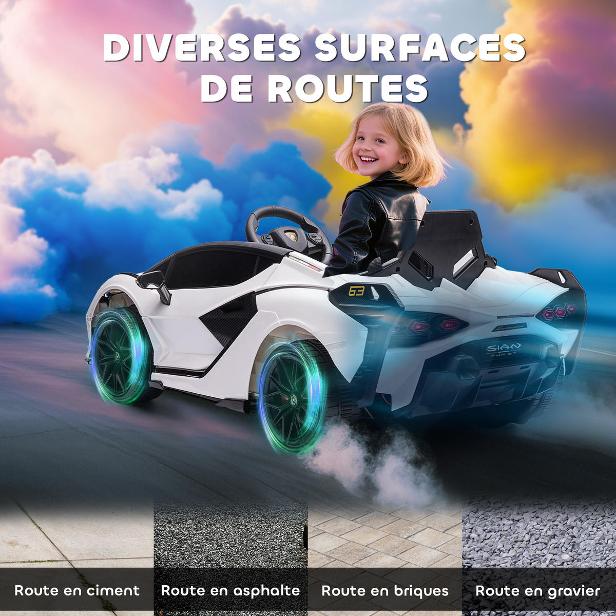 ELEKTRO-KINDERAUTO DE-12992 2,4G Fernbedienung Weiß - Weiß, Kunststoff (108/62/40cm) - ComfortXL