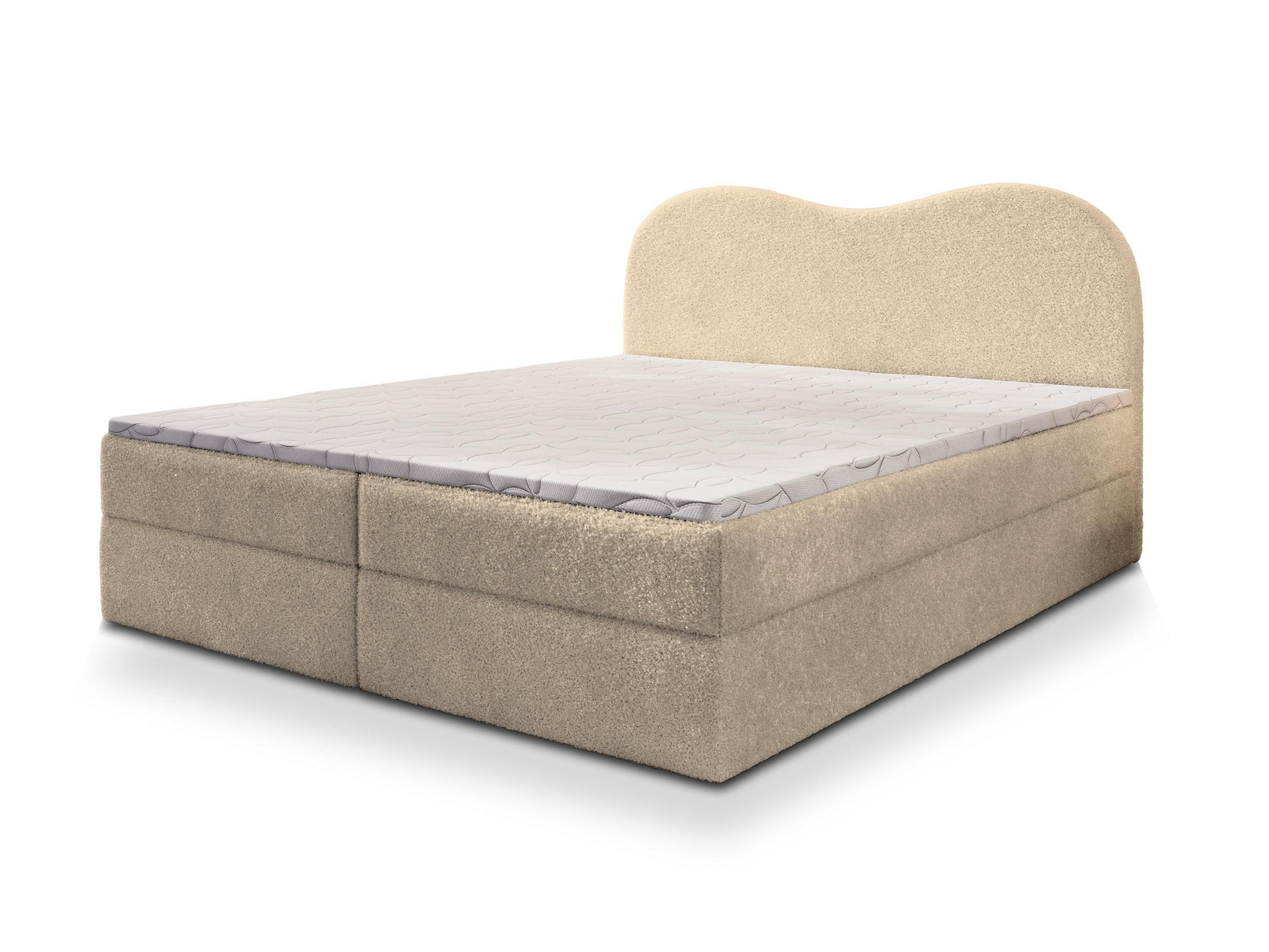 BOXBETT FLUVIA N 180x200 cm mit Matratze und Topper - Creme - Creme, Holz (180/200cm) - MASSENO