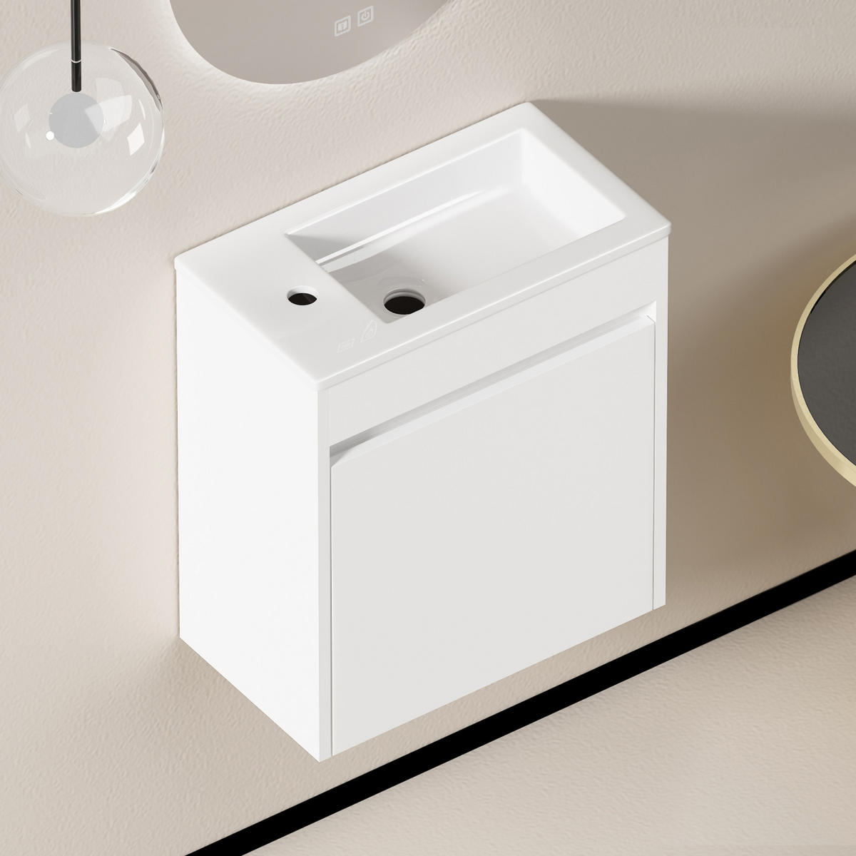 BADEZIMMER Unterschrank Weiß mit Soft Close Tür und Stauraum - Weiß, Holz (46/52/26cm) - PARAFTA HOME