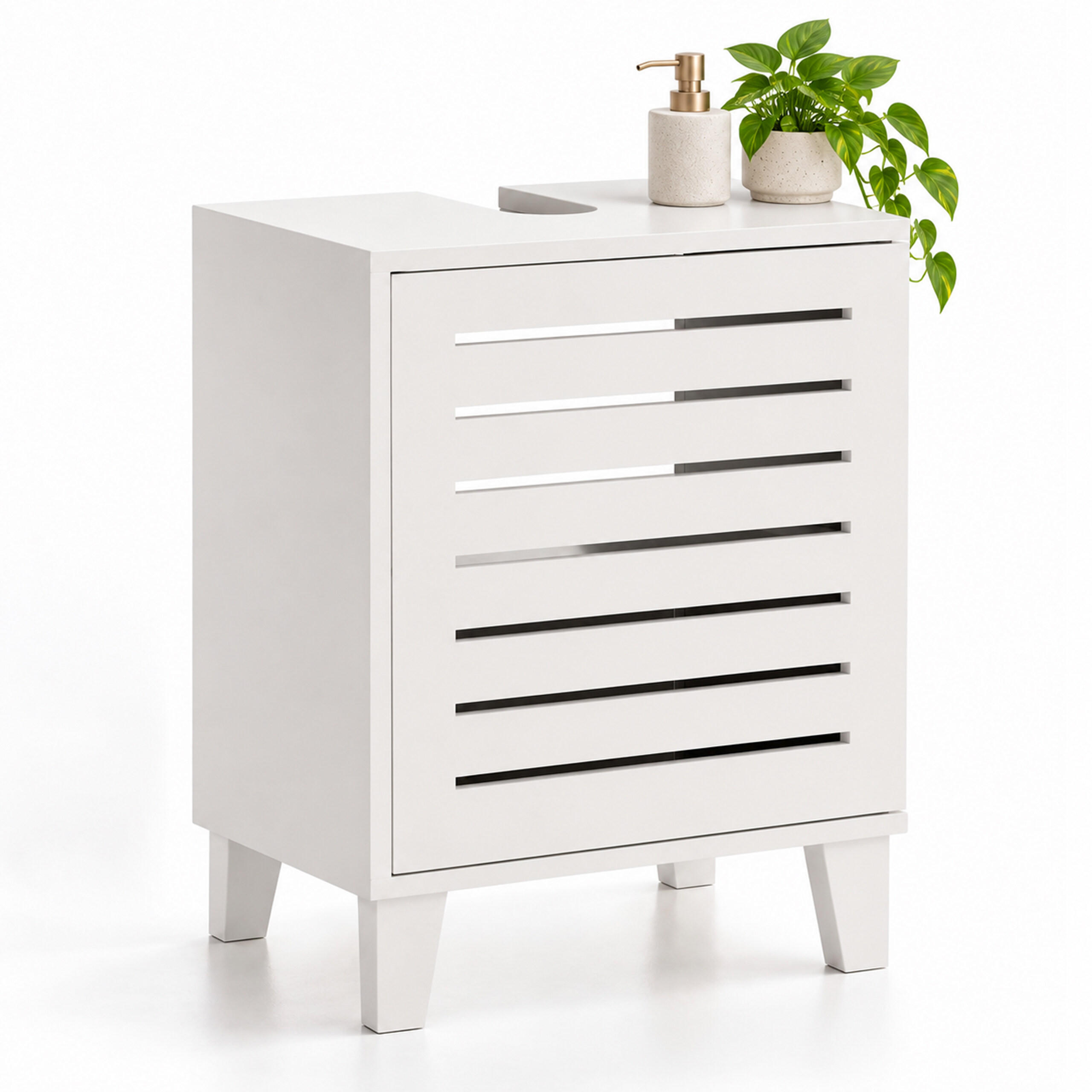 WASCHBECKENUNTERSCHRANK Weiß MDF 2 Fächer 60x40x35 cm - Weiß, Holzwerkstoff (40/60/30cm) - Relaxdays