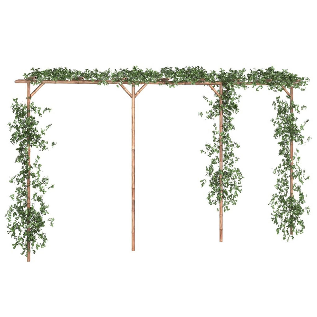 PERGOLA aus Holz BAMBO | 3,85x2m Bambus | Rankhilfe Pergola - Braun, Holz (385/205/40cm) - DELUKE