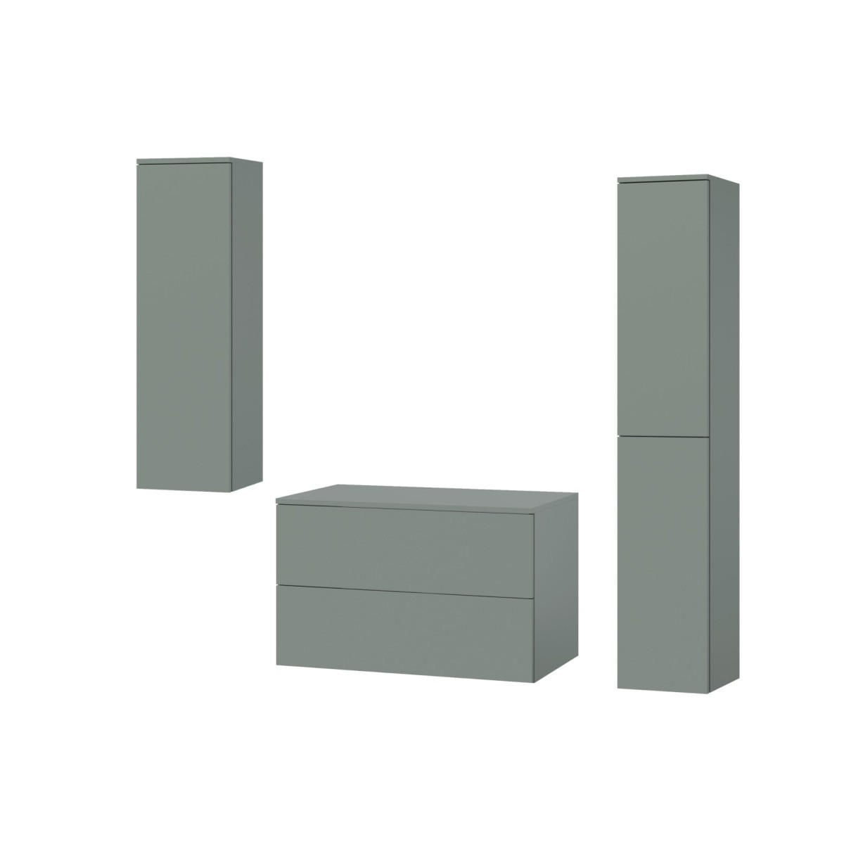 BADMÖBEL-SET Color Aloe 3-Teilig (2S 80 + 1D 100 + 2D 160) - Dunkelgrün, Holzwerkstoff (140/160/45cm) - mzm24