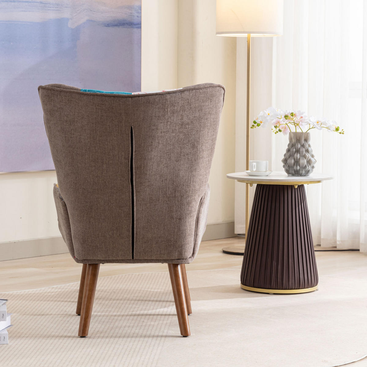 SESSEL Freizeitstuhl Fußstütze Rückenlehne Kissen Wohnzimmer Kombination - Multicolor, Holz (70/32/70cm) - FLIEKS