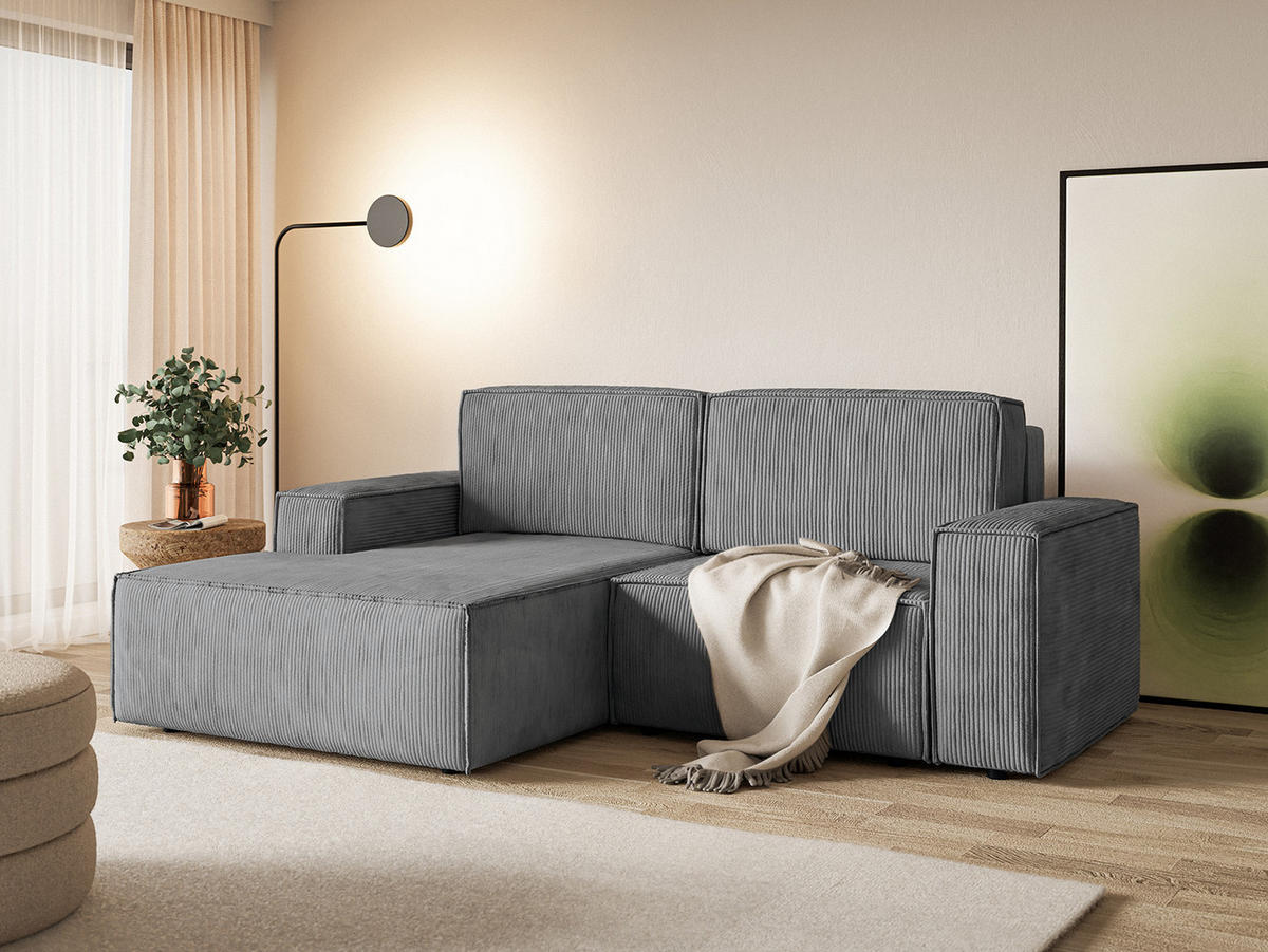 ECKSOFA KOKKO MINI mit Schlaffunktion, Grau - Grau, Textil (240/167cm) - Fedve