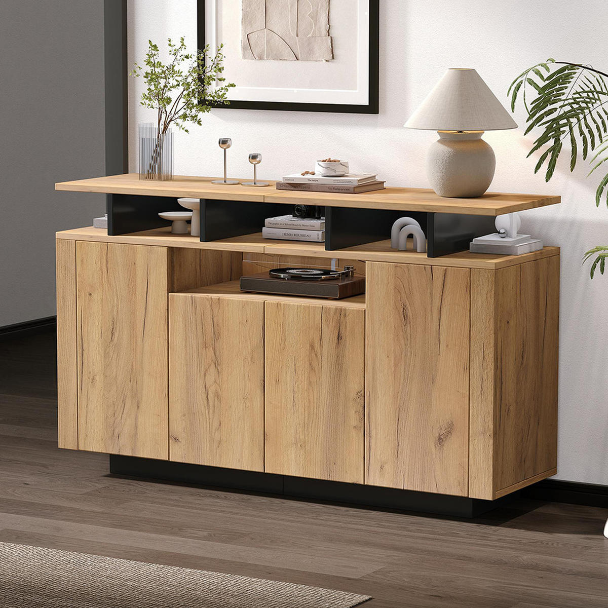 SIDEBOARD B120/T40/H85cm,Natural - Naturfarben, Holz (40/85/120cm) - KOMHTOM