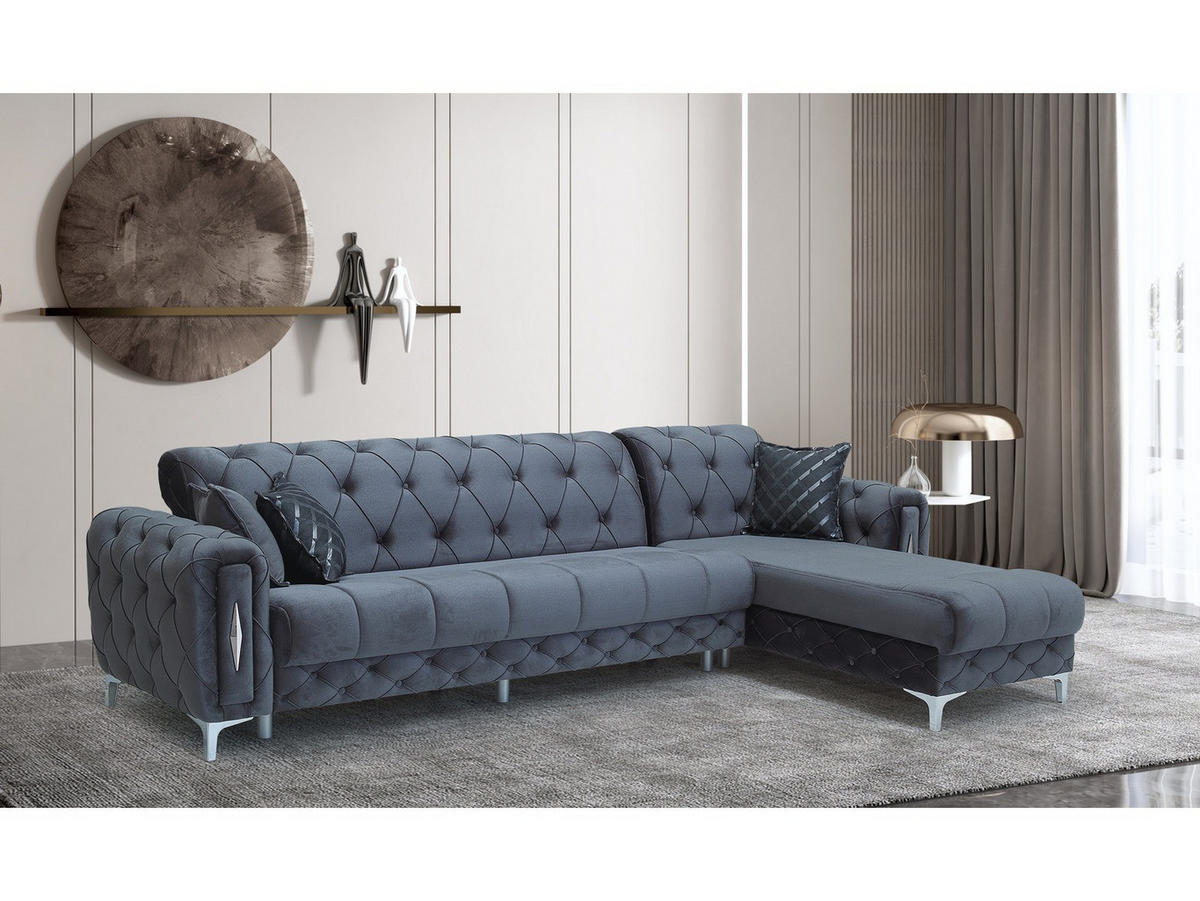 ECKSCHLAFSOFA Patna Anthrazit Relax - Langer Schenkel Links - Anthrazit, Holzwerkstoff/Kunststoff (310/180cm)