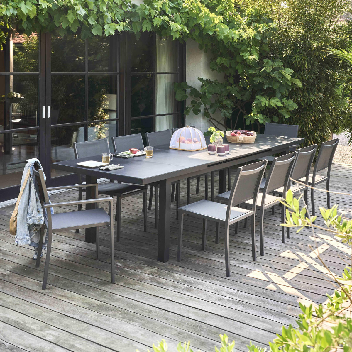 GARTENSET 11-tlg., Grau - Grau, Metall - Oviala