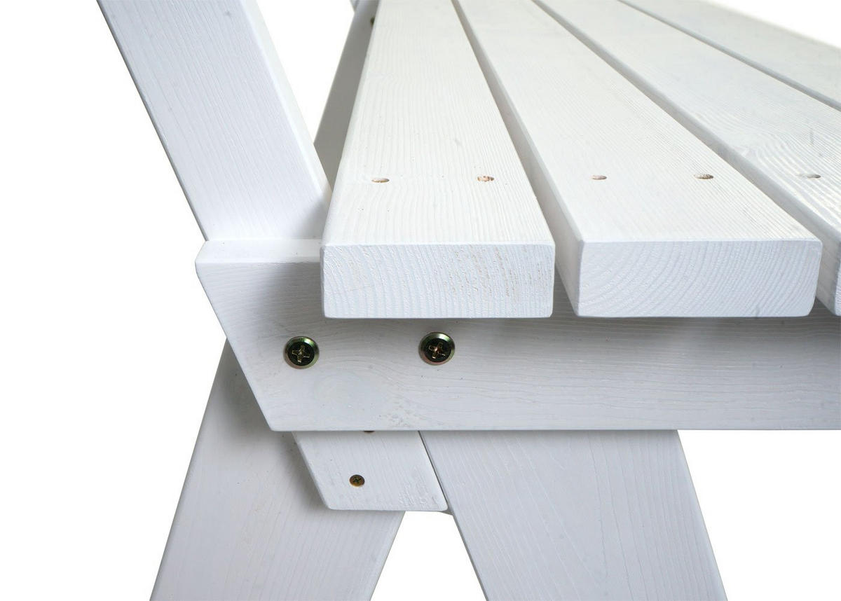 GARTENBANK 86x148x54cm Sitzhöhe 45cm Massiv-Holz 148cm Weiß - Weiß, Holz (148/86/54cm) - PROREGAL