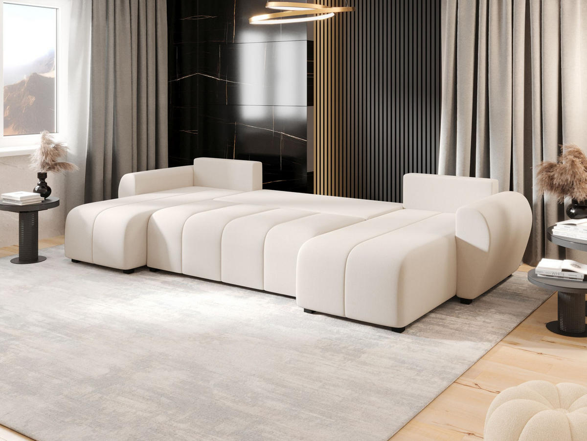 WOHNLANDSCHAFT MOLISA U Cosmic 10 mit Schlaffunktion - Beige, Textil (303/82/208cm) - Bedante